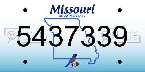 5437339 Missouri License Plate
