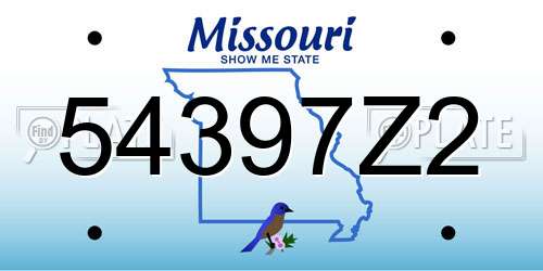 54397Z2 Missouri License Plate