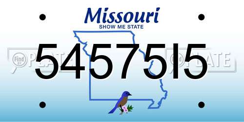 54575I5 Missouri License Plate