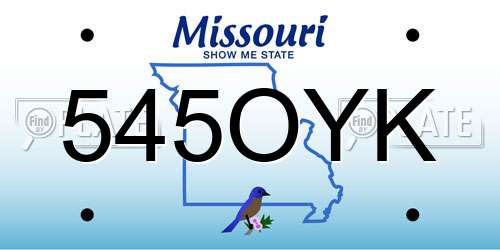 545OYK Missouri License Plate