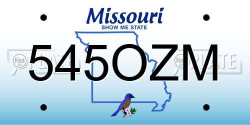 545OZM Missouri License Plate