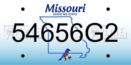 54656G2 Missouri License Plate
