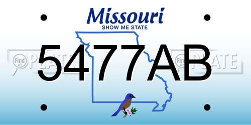 5477AB Missouri License Plate