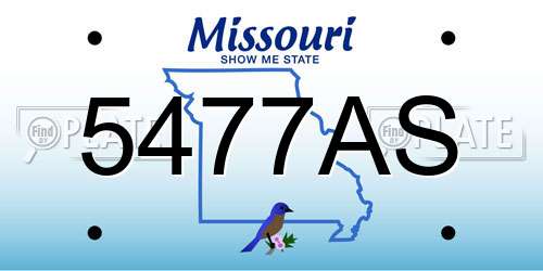5477AS Missouri License Plate