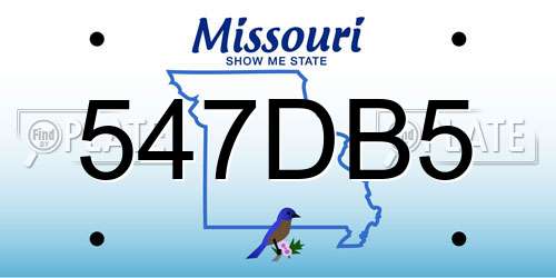 547DB5 Missouri License Plate