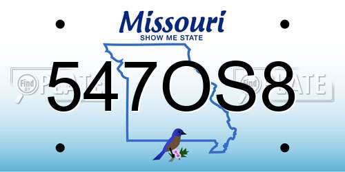 547OS8 Missouri License Plate