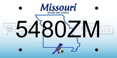 5480ZM Missouri License Plate