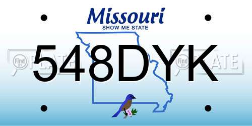 548DYK Missouri License Plate