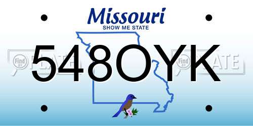 548OYK Missouri License Plate
