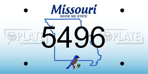 5496 Missouri License Plate