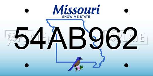54AB962 Missouri License Plate