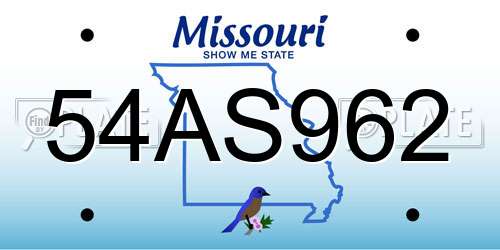 54AS962 Missouri License Plate