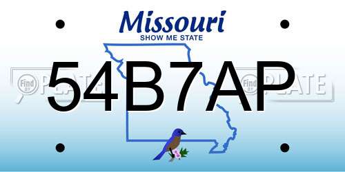 54B7AP Missouri License Plate