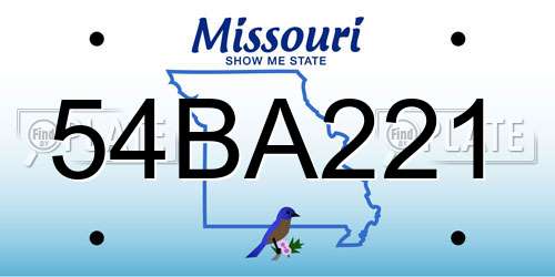 54BA221 Missouri License Plate