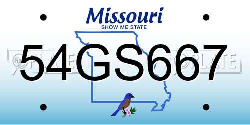 54GS667 Missouri License Plate