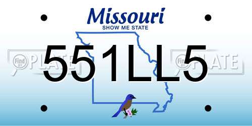 551LL5 Missouri License Plate