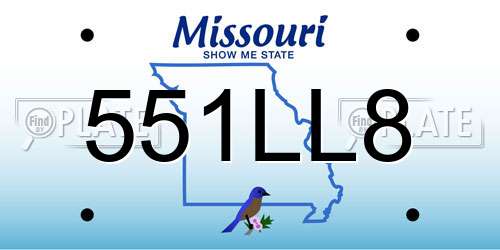 551LL8 Missouri License Plate