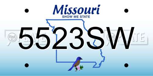 5523SW Missouri License Plate