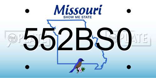 552BS0 Missouri License Plate