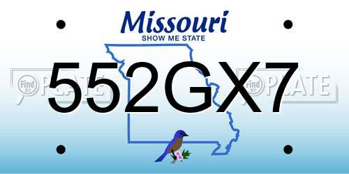 552GX7 Missouri License Plate