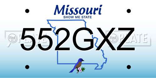 552GXZ Missouri License Plate