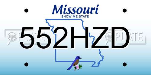 552HZD Missouri License Plate