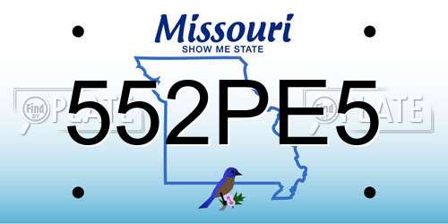 552PE5 Missouri License Plate