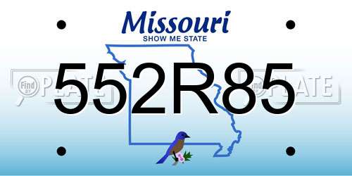552R85 Missouri License Plate