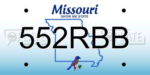 552RBB Missouri License Plate