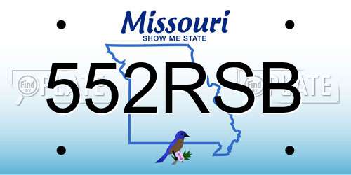 552RSB Missouri License Plate