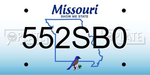 552SB0 Missouri License Plate
