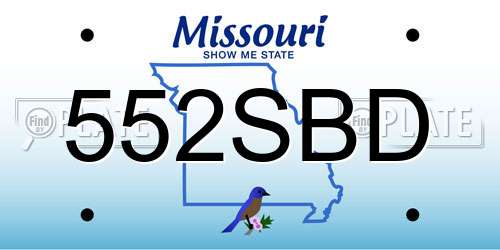 552SBD Missouri License Plate