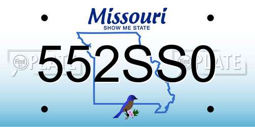552SS0 Missouri License Plate