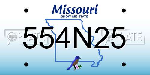 554N25 Missouri License Plate