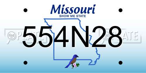 554N28 Missouri License Plate