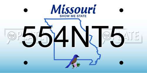 554NT5 Missouri License Plate