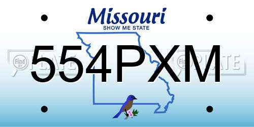 554PXM Missouri License Plate