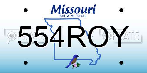 554ROY Missouri License Plate