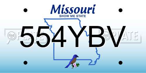 554YBV Missouri License Plate
