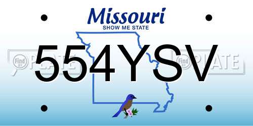 554YSV Missouri License Plate