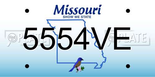 5554VE Missouri License Plate