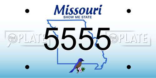 5555 Missouri License Plate