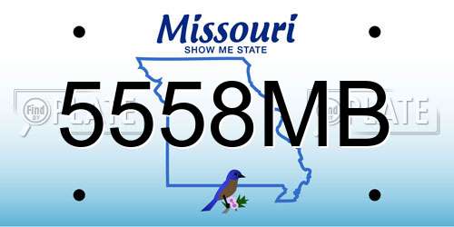 5558MB Missouri License Plate