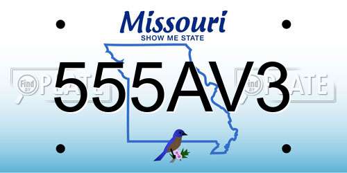 555AV3 Missouri License Plate