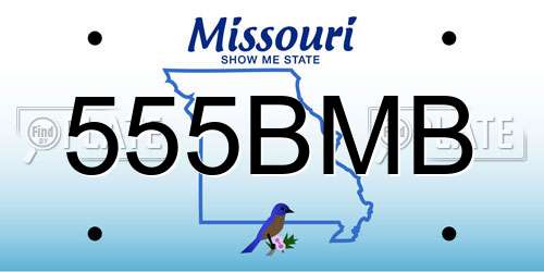 555BMB Missouri License Plate