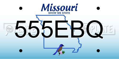 555EBQ Missouri License Plate