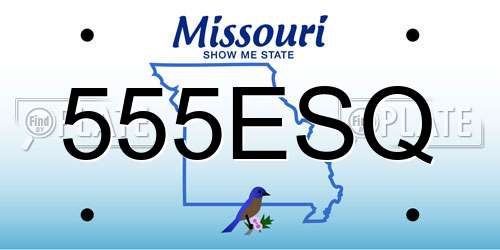 555ESQ Missouri License Plate