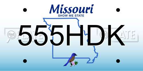 555HDK Missouri License Plate