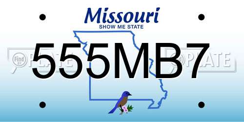 555MB7 Missouri License Plate