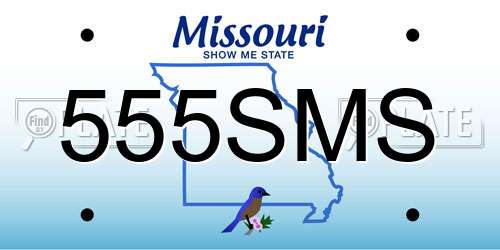 555SMS Missouri License Plate